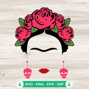 Frida Kahlo Flowers SVG file for Cricut cutting machine