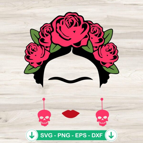 Frida Kahlo Flowers SVG file for Cricut cutting machine