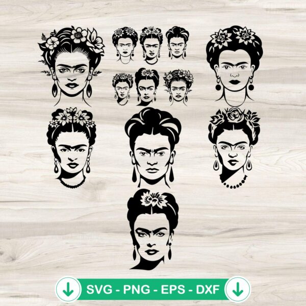 Frida Kahlo silhouette svg file, cricut svg cutting file