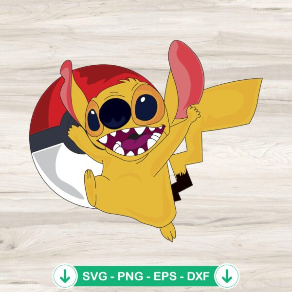 Funny Stitch Pikachu SVG file for Cricut cutting machine