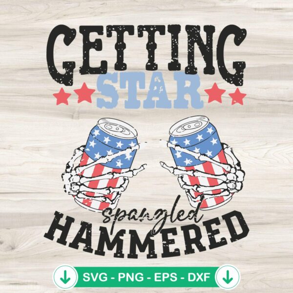 Getting Star Spangled Hammered SVG file, funny skull cricut svg cutting file
