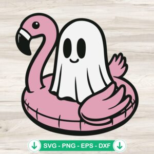 Ghost Flamingo Pool Float SVG file for cutting machines