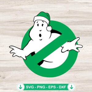 Ghostbusters Christmas SVG file with green Santa hat design