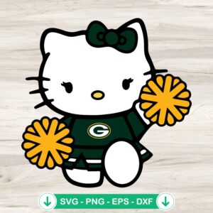 Green Bay Packers Hello Kitty Cheerleader SVG file for cutting machine