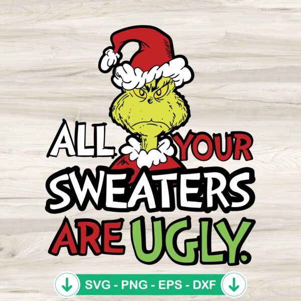 Grinch Ugly Christmas Sweater SVG file for Cricut cutting machine