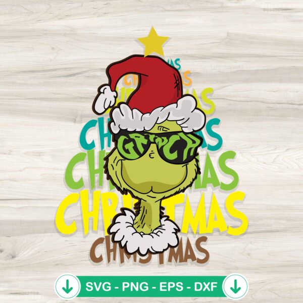 Grinch SVG file for Christmas tree design, cricut cut file