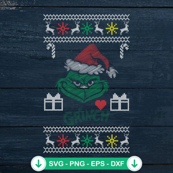 Grinch Ugly Christmas Sweater SVG file for Cricut cutting machine