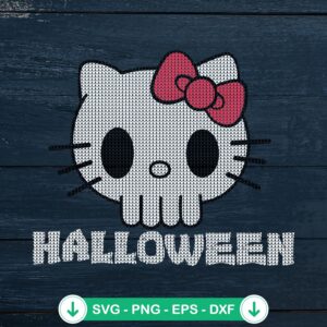 Halloween Hello Kitty Punisher Skull SVG file for cutting machines