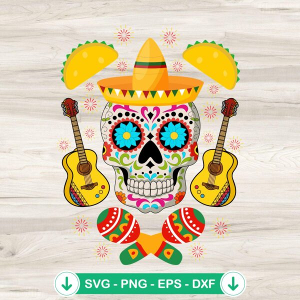Happy Cinco De Mayo Skull SVG file, cutting file for Cricut