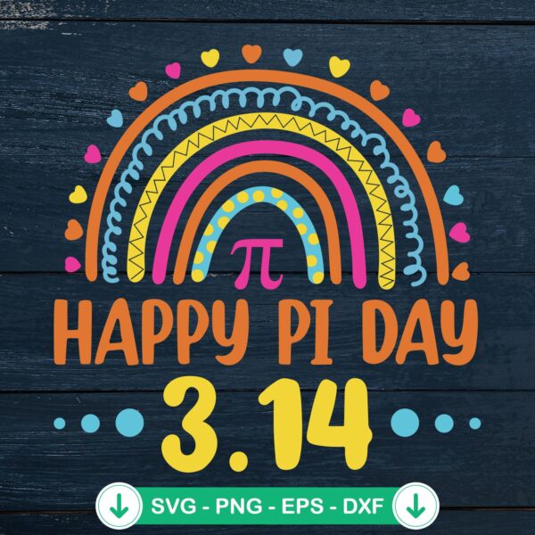 Happy Pi Day SVG file for Cricut, rainbow pi design cutting file