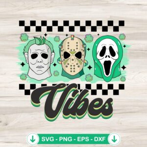 Horror Shamrock SVG file featuring Michael Myers and Jason Voorhees