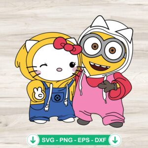 Hello Kitty And Minion cosplay svg file for cutting machine