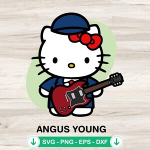 Hello Kitty Angus Young SVG file, cricut svg cut file, Angus Young ACDC