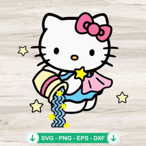Hello Kitty Aquarius SVG file, cricut svg cutting file, Pretty Kitty Bow design