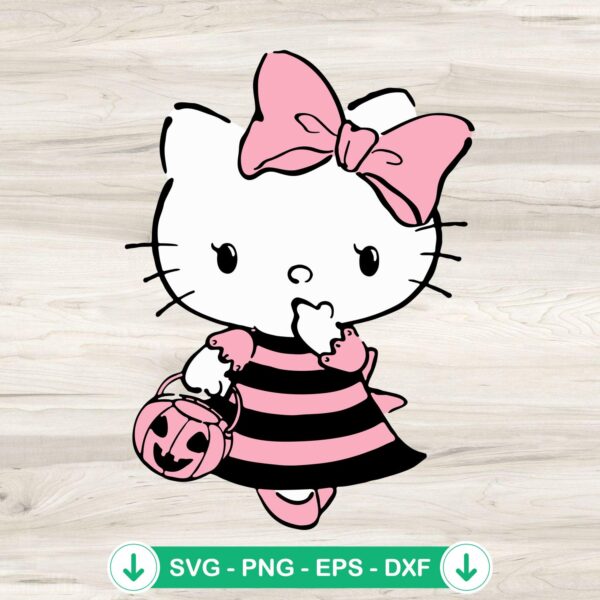 Hello Kitty Bee Pumpkin Halloween SVG file for Cricut