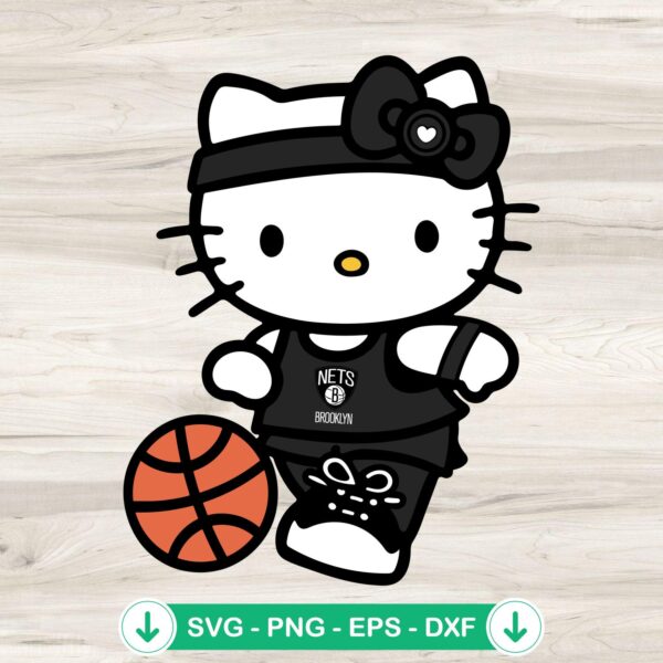 Hello Kitty Brooklyn Nets SVG file for cutting, Cricut SVG