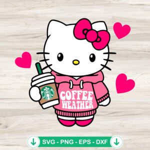 Hello Kitty Coffee SVG file for cricut and cutting machine