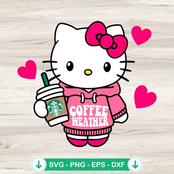 Hello Kitty Coffee SVG file for cricut and cutting machine