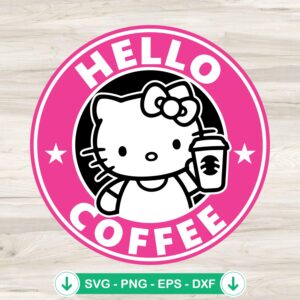 Hello Kitty Coffee SVG file for Cricut cut file