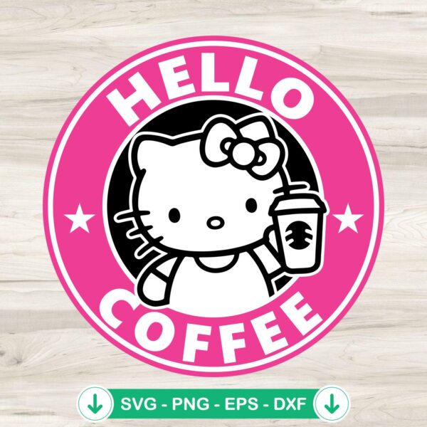 Hello Kitty Coffee SVG file for Cricut cut file