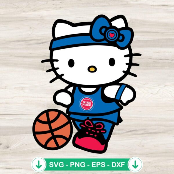 Hello Kitty Detroit Pistons SVG file for Cricut cutting machine