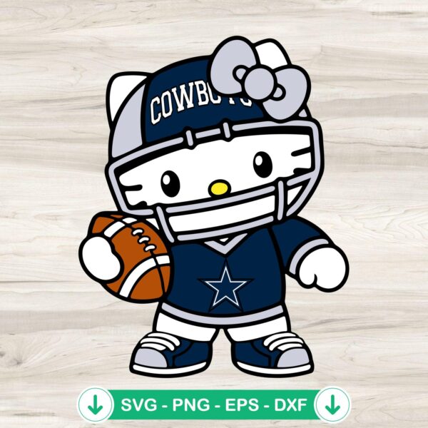 Hello Kitty Football Dallas Cowboys SVG file, cricut svg cutting file