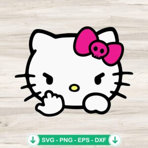 Hello Kitty middle finger svg file, cricut cut file