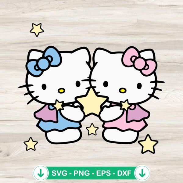 Hello Kitty Gemini SVG file, cricut svg, cutting file