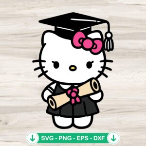 Hello Kitty Graduation SVG file, cricut svg cutting file