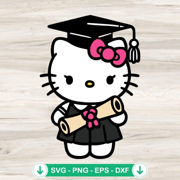Hello Kitty Graduation SVG file, cricut svg cutting file