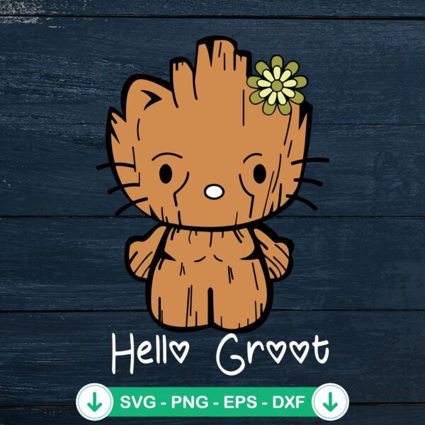 Hello Kitty Groot SVG file for Cricut cutting machine