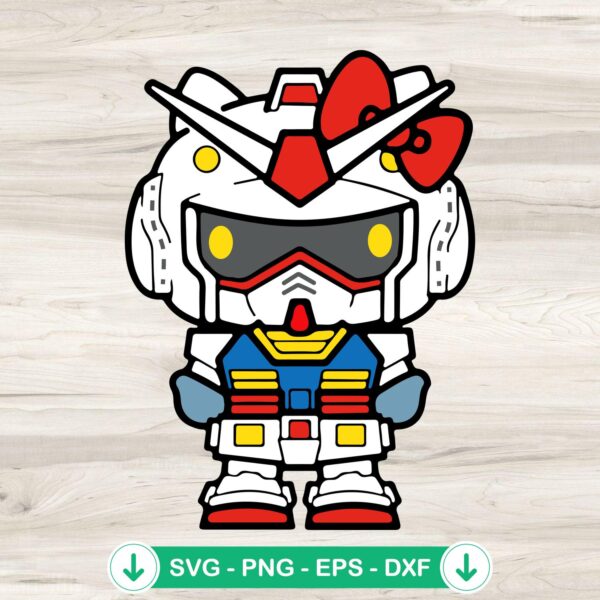 Hello Kitty Gundam SVG file for Cricut cutting machine