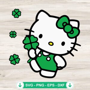 Hello Kitty Happy St Patricks Day SVG file for cutting machines