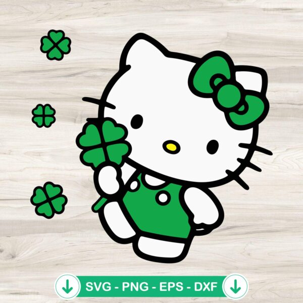 Hello Kitty Happy St Patricks Day SVG file for cutting machines
