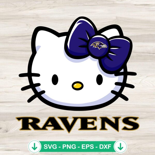 Hello Kitty Head Baltimore Ravens SVG file for cutting machine