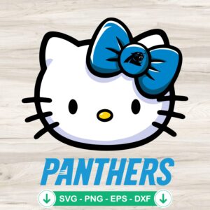 Hello Kitty Head SVG file for Carolina Panthers football craft