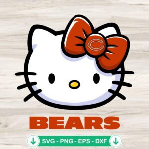 Hello Kitty Head Chicago Bears SVG file for cutting machines