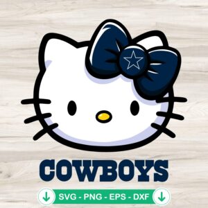 Hello Kitty Head Dallas Cowboys football svg file for cutting machine