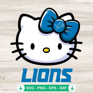 Hello Kitty Head Detroit Lions SVG file for cutting