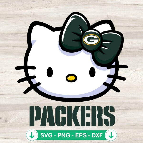 Hello Kitty Head Green Bay Packers svg file for cutting