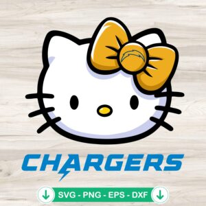 Hello Kitty Chargers Football SVG file for Cricut cutting