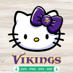 Hello Kitty Head Minnesota Vikings football SVG file for cutting machines