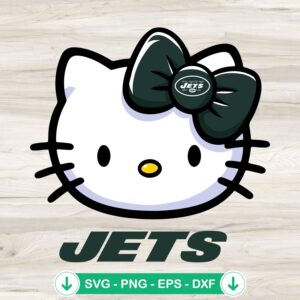 Hello Kitty Head New York Jets SVG file for cutting machines