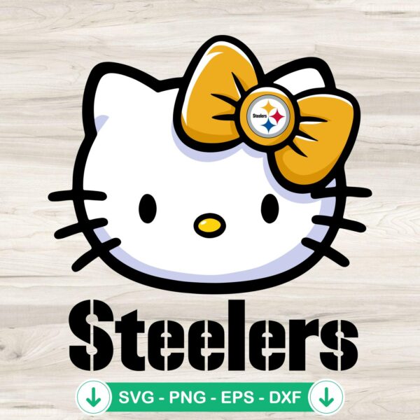 Hello Kitty Head Pittsburgh Steelers Football SVG file for cutting