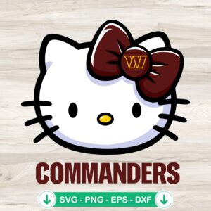 Hello Kitty Head SVG file for Washington Commanders football cut file