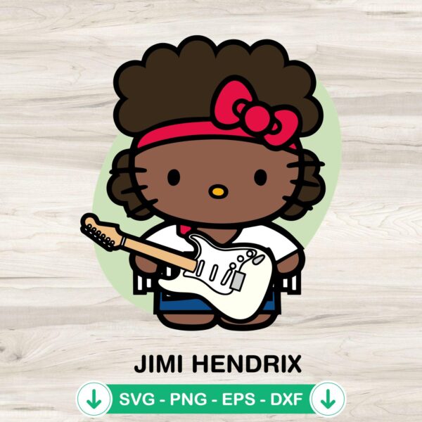 Hello Kitty Jimi Hendrix svg file for crafting and cutting machine