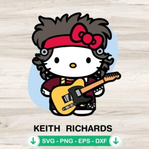 Hello Kitty Keith Richards SVG file for Cricut cutting machine