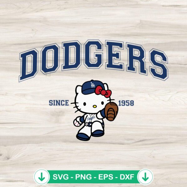 Hello Kitty LA Dodgers SVG file for Cricut cutting machine