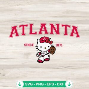 Hello Kitty MLB Atlanta Braves svg file for cutting machines