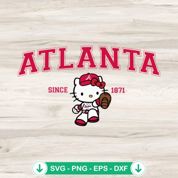 Hello Kitty MLB Atlanta Braves svg file for cutting machines